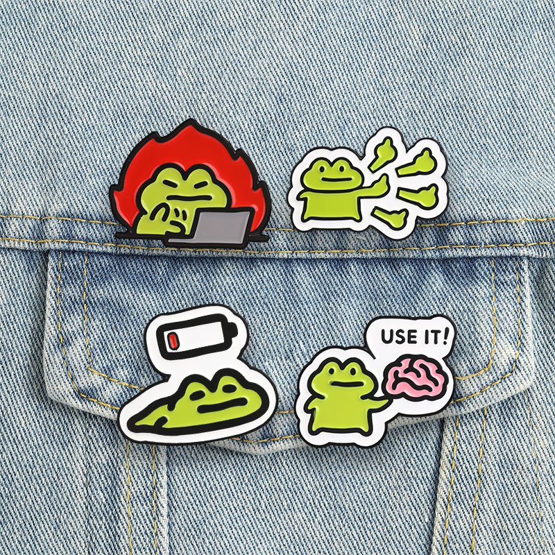 Kawaii Tech Accessories - Забавные значки-лягушки: милые мультяшные эмалевые значки