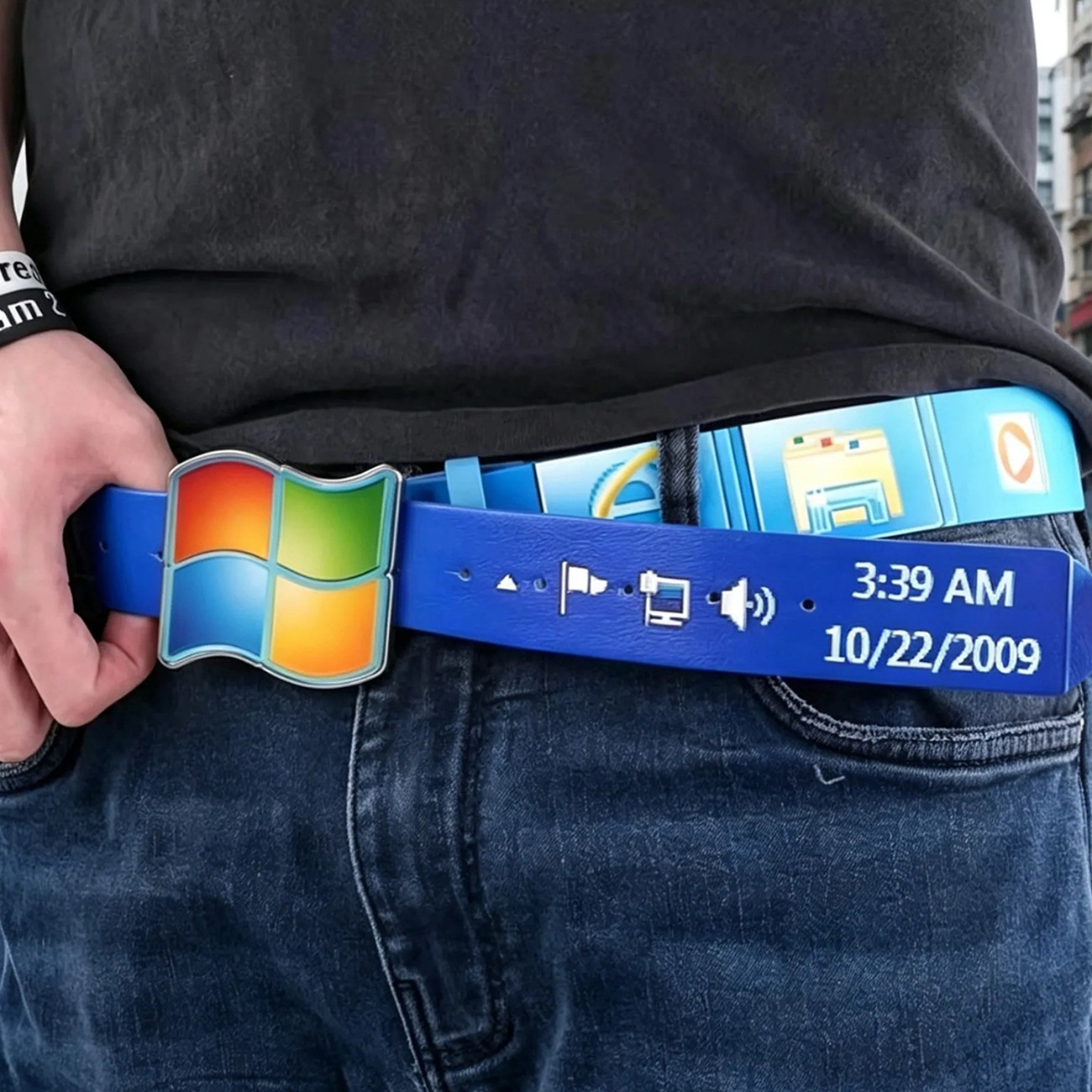 Tech Wear Accessories - Ретро-ремень с пряжкой и принтом в