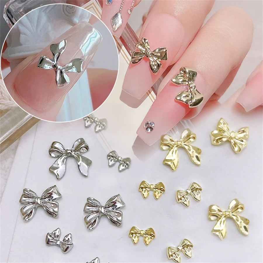 Trending Tech Accessories - 10 шт./пакет, металлический 3D бант, серые