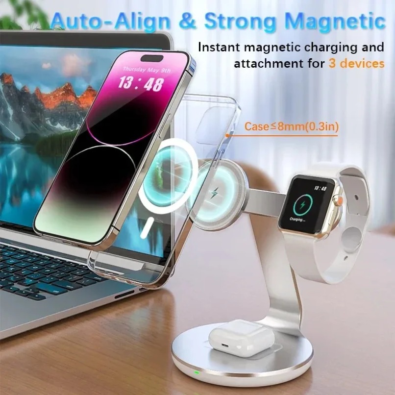 Беспроводная зарядная станция  – обзор и цена Wireless Charger 3 In 1