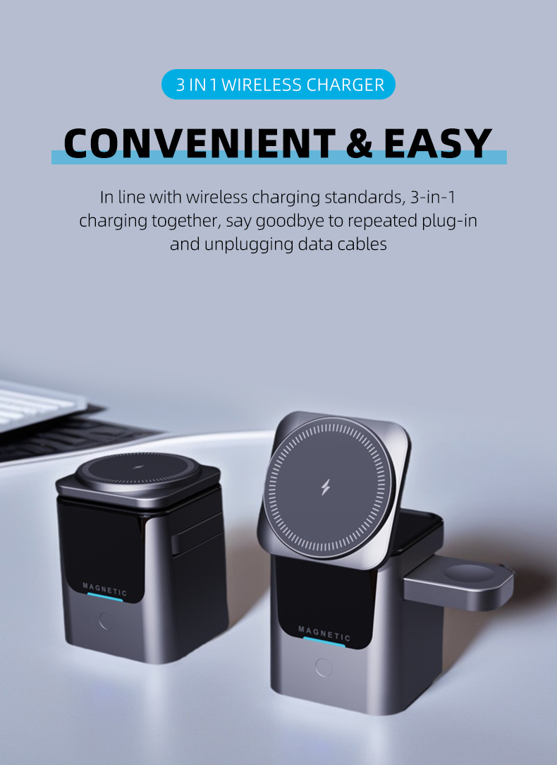 Магнитная беспроводная зарядна – обзор и цена Wireless Charger 3 In 1