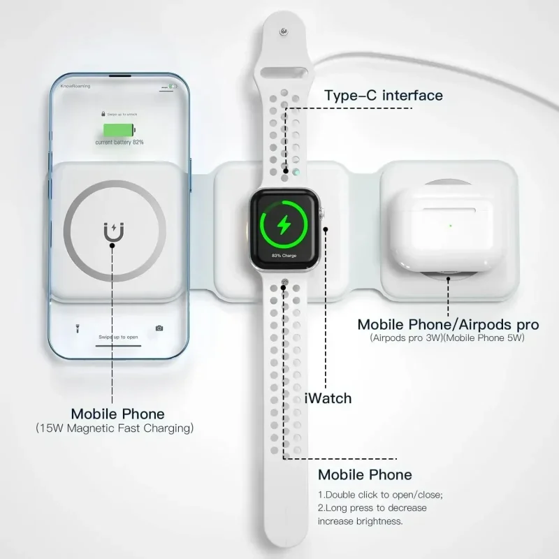 Портативное магнитное беспрово – обзор и цена Wireless Charger 3 In 1